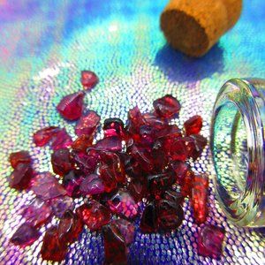 Rhodolite Garnet Gemstone Chips In A Bottle Embellishments Natural Semi Precious